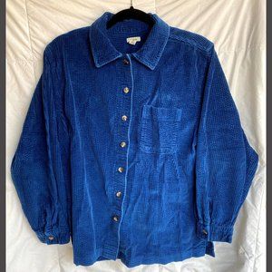 blue corduroy LLBean button up shirt